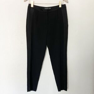 Nordstrom Trouvé Straight Leg Crop Black Satin Trim Trouser Pant